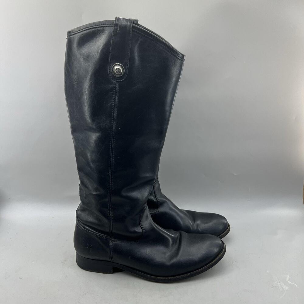 Frye Melissa Button Tall Riding Boots Women Size 8.5 Black Leather Western Shoes